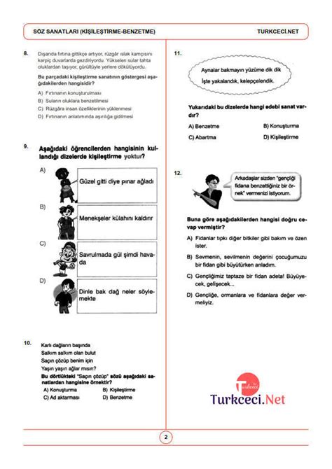 Türkçe ses olayları test 6 sınıf